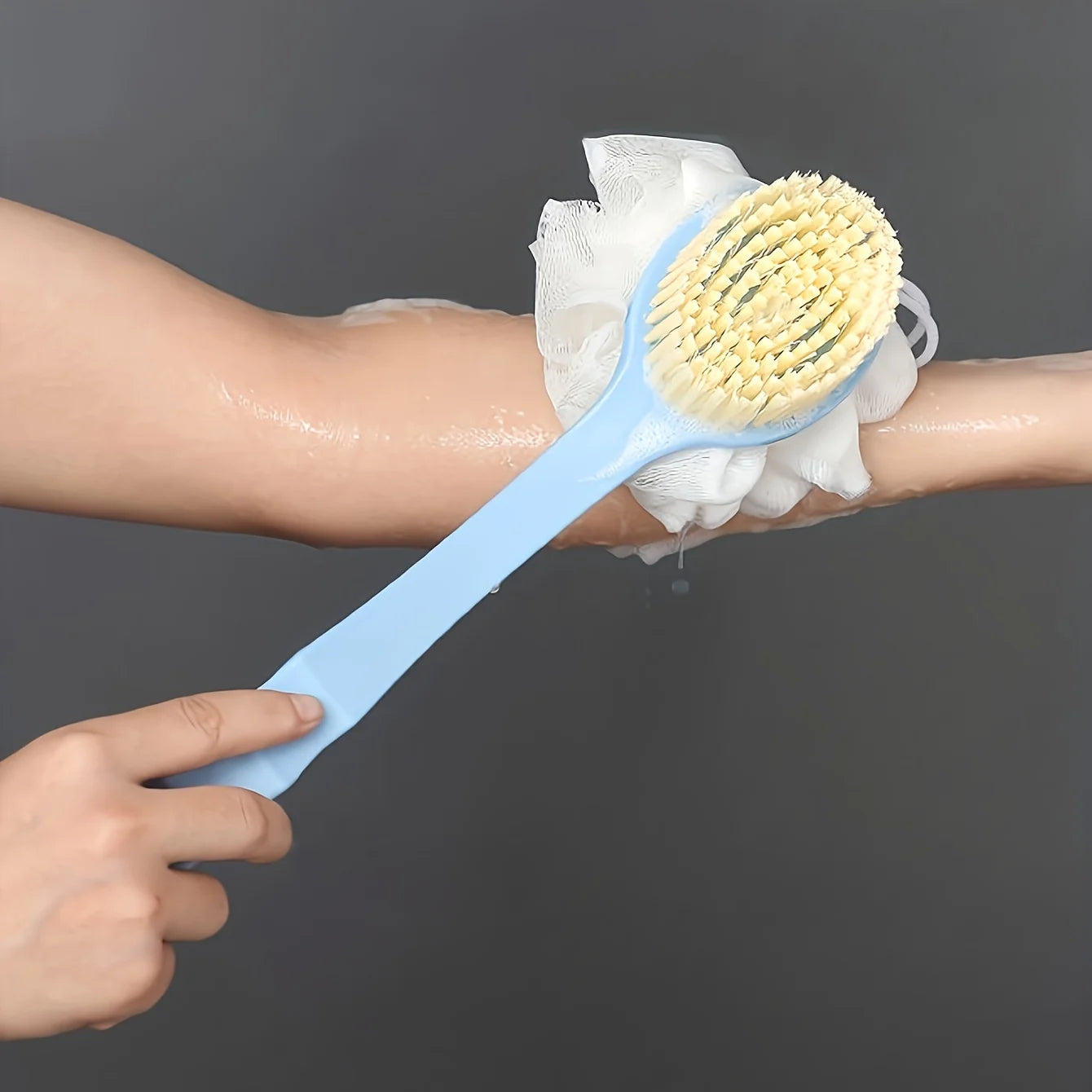 Soft Body Scrubber Shower Exfoliating Scrubs Long Handle Bath Brush Exfoliator