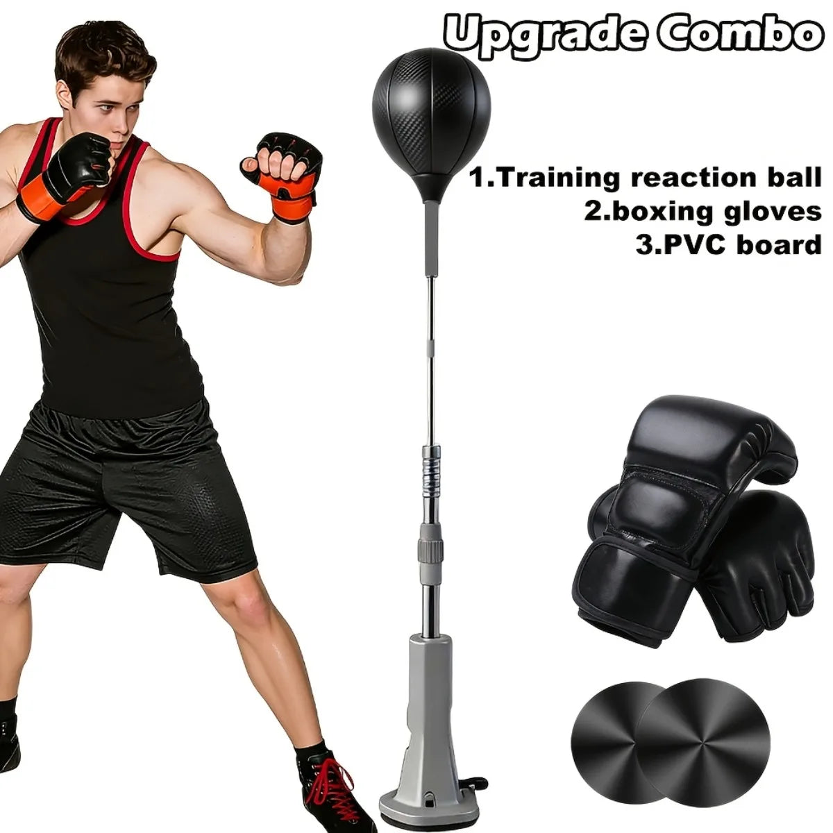 Indoor Reaction Punching Ball with Suction Cup, Adjustable Speed Training Ball