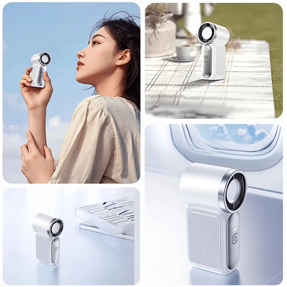 High-Speed Mini Handheld Small Fan, 100-Speed Small Wind Cannon USB Charging Battery Life Turbine