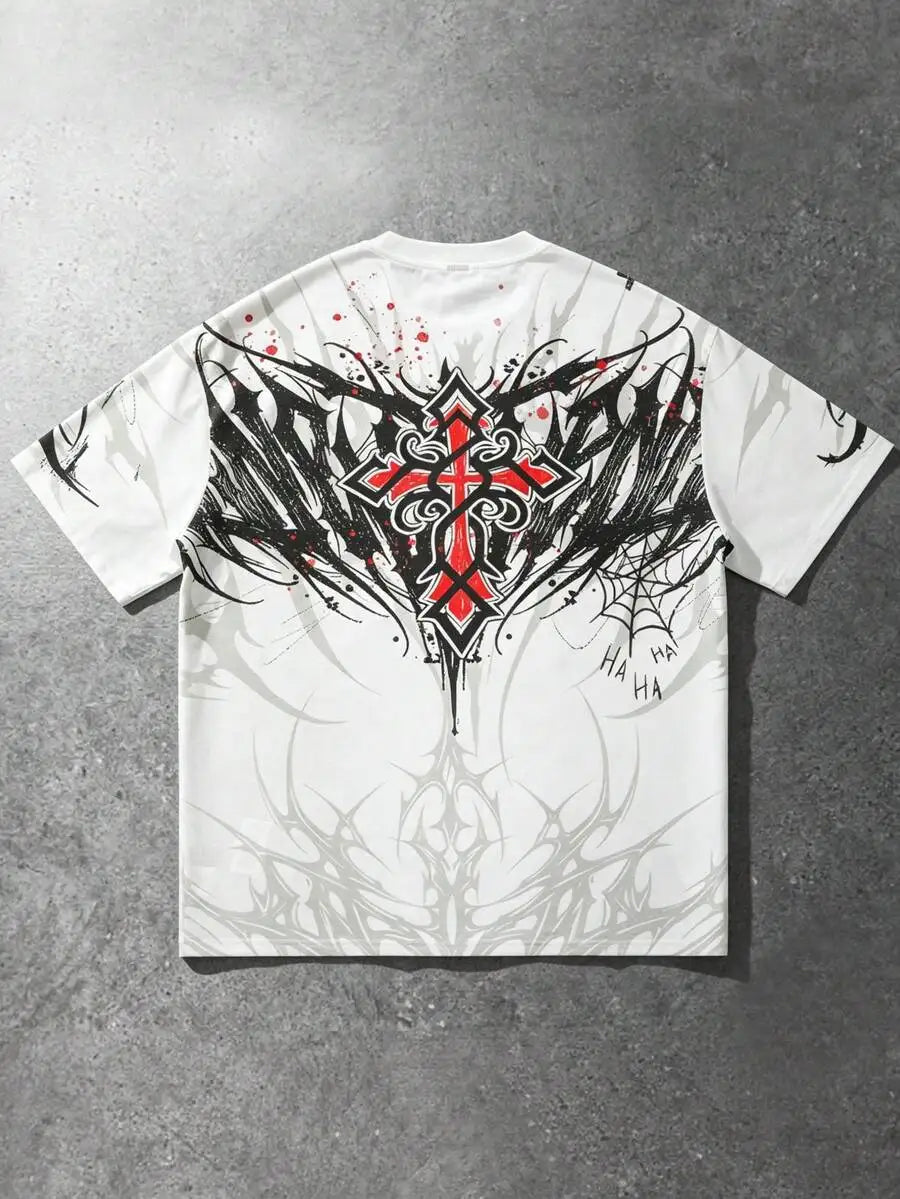 2026 Men's Casual Fashionable Printed T-Shirt, Round Neck Short Sleeve Top, Spring/Summer New Arrival