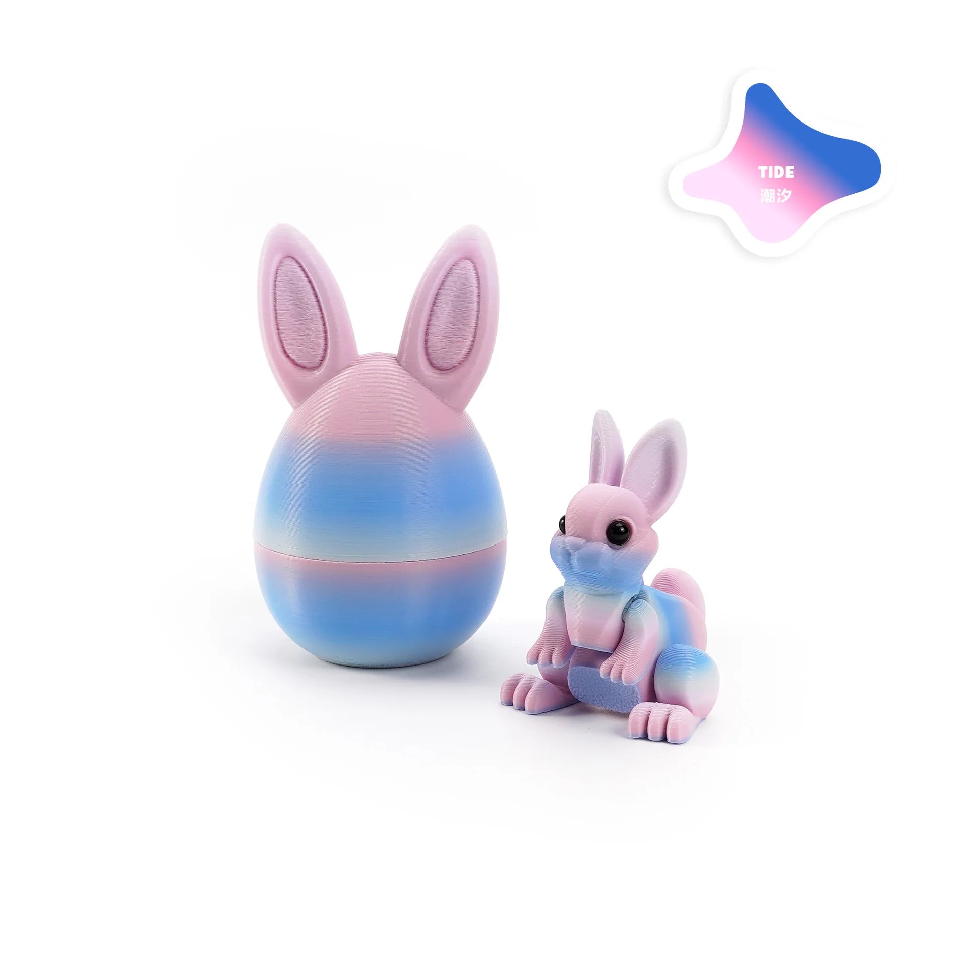 3D Printed Rabbit Eggs Ornament Animal Model Easter Rabbit Home Desktop Ornament Happy Easter Gift for Kids
