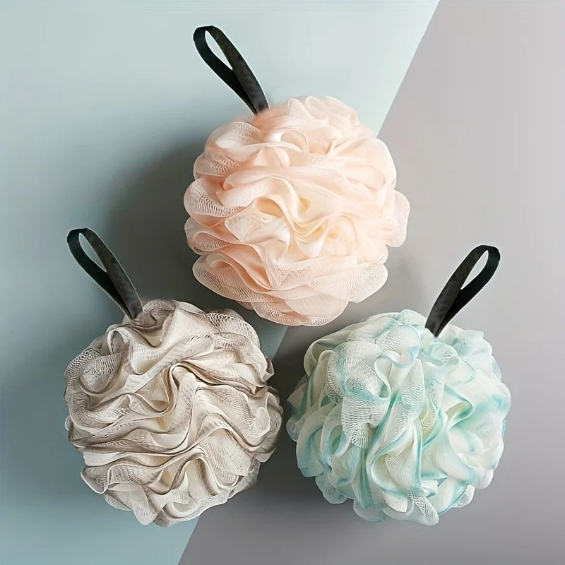 Luxurious 3-Pack Mesh Bath Sponges with Exfoliating Ruffles