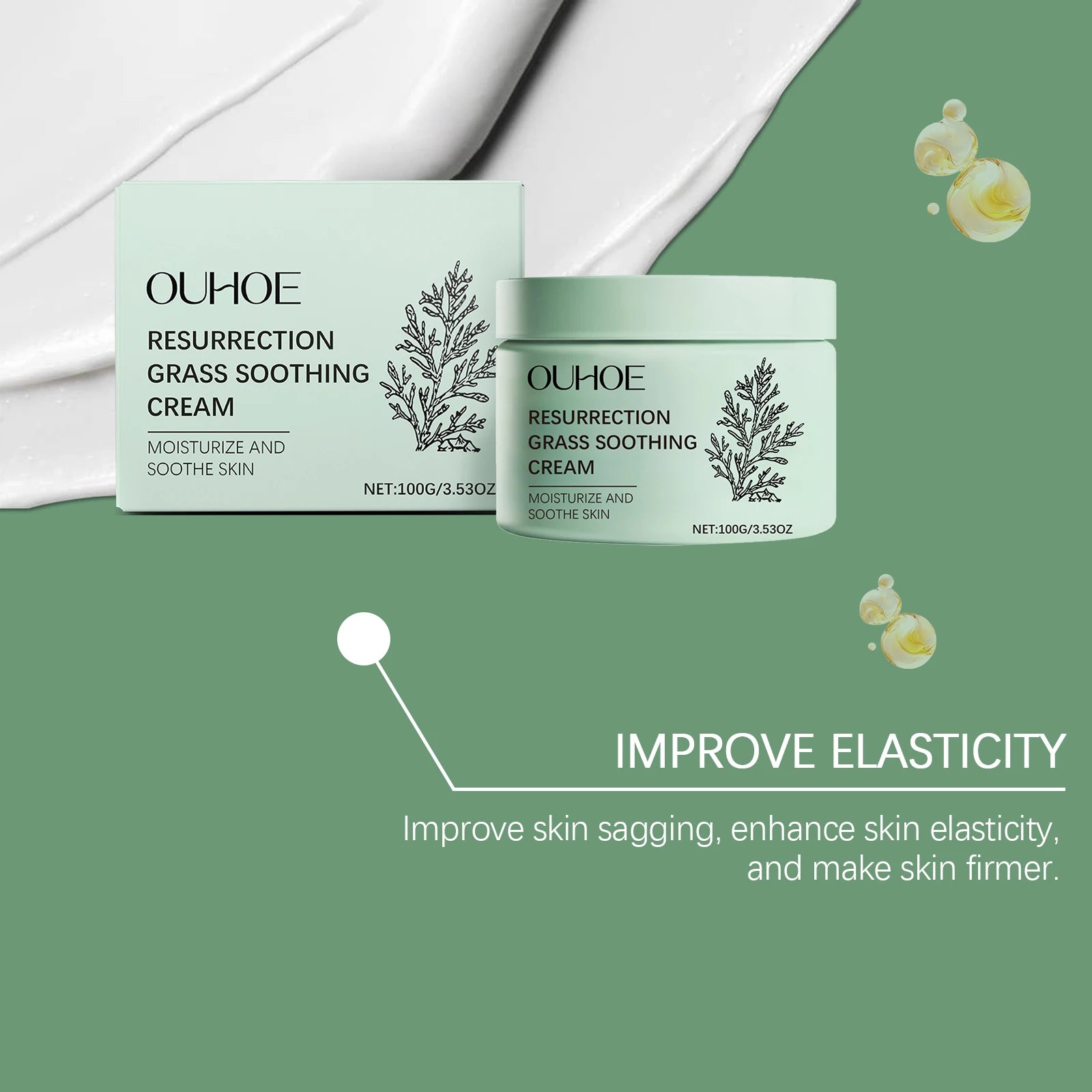 Resurrection Herb Soothing Cream, Centella Asiatica Extract, Hyaluronic Acid, Selaginella Extract, Face, Relieves Dryness