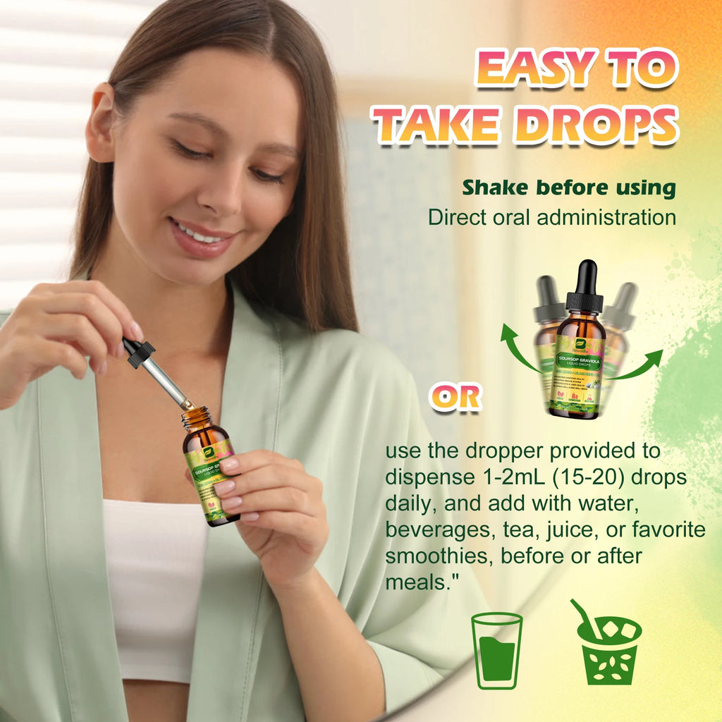 Soursop Graviola Extract Drops Support Immunity and Kidney Health, Detox and Antioxidation Gluten-Free