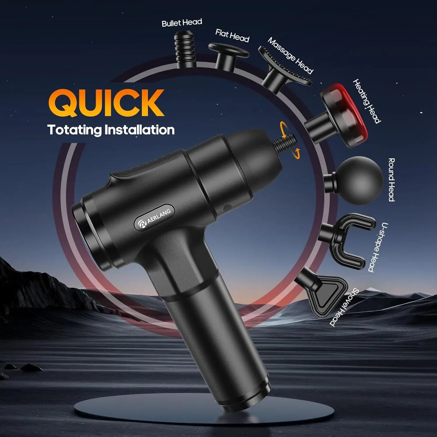 Deep Tissue Massage Gun with heat, Muscle Percussion Massager, 7 Heads & Silent