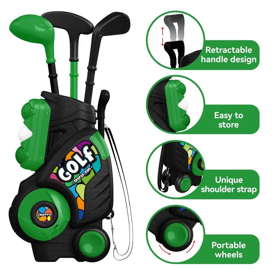 Golf Set Kids Golf Cart with Putting Mat amp Cornhole Board, Outdoor Indoor Sports Toys Birth