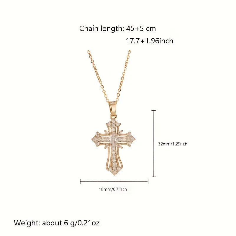 2025 New Gold color Cross Pendant Necklace  Religious  Style Jewelry  Mothers day