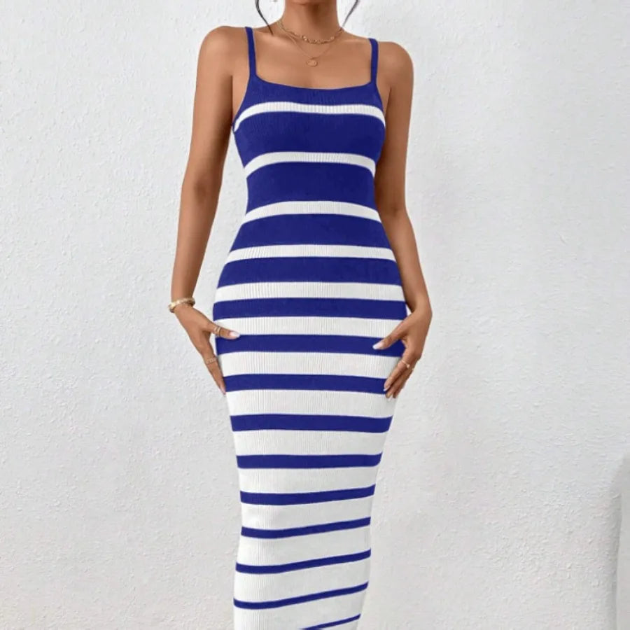 Striped Halls Bag Hip Dress Long Dress