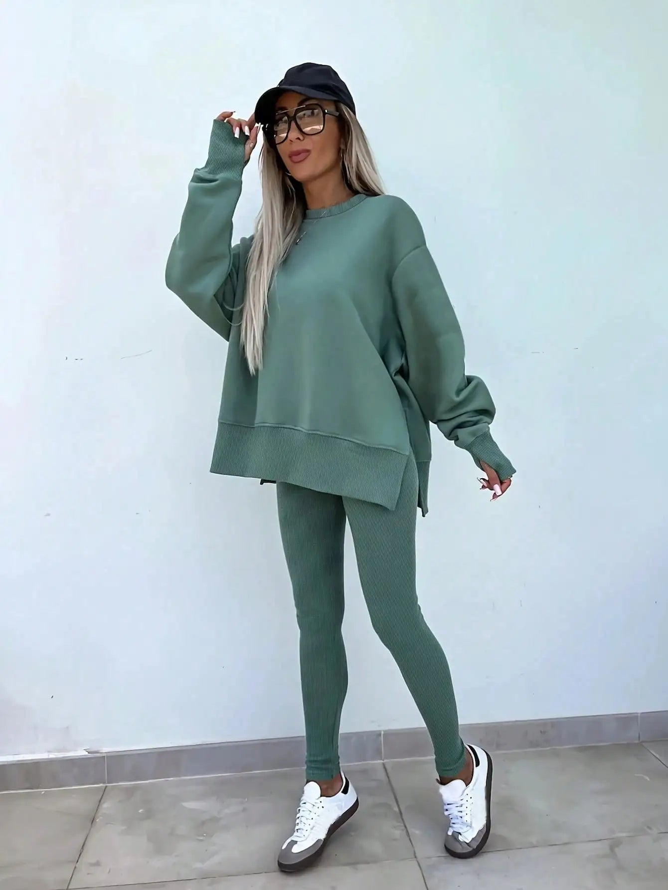 Women 2 Piece Set Casual Loose Sweatshirt And Skinny Pants Fall Outfit