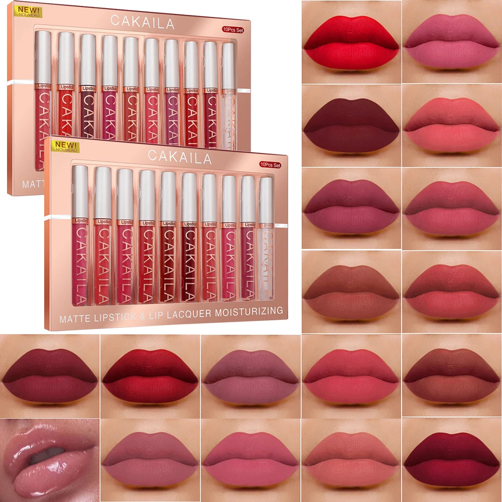Matte Liquid Lipstick Lip Oil 10pc/set, Waterproof Velvet Lip Gloss Long Lasting