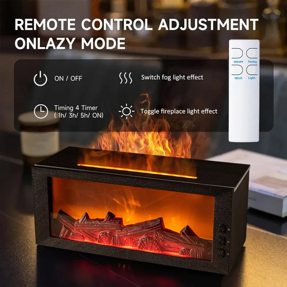 Essential Oils Humidifier with LED Light 4In1 Fireplace Air Humidifier Type C Rechargeable Aroma Diffuser
