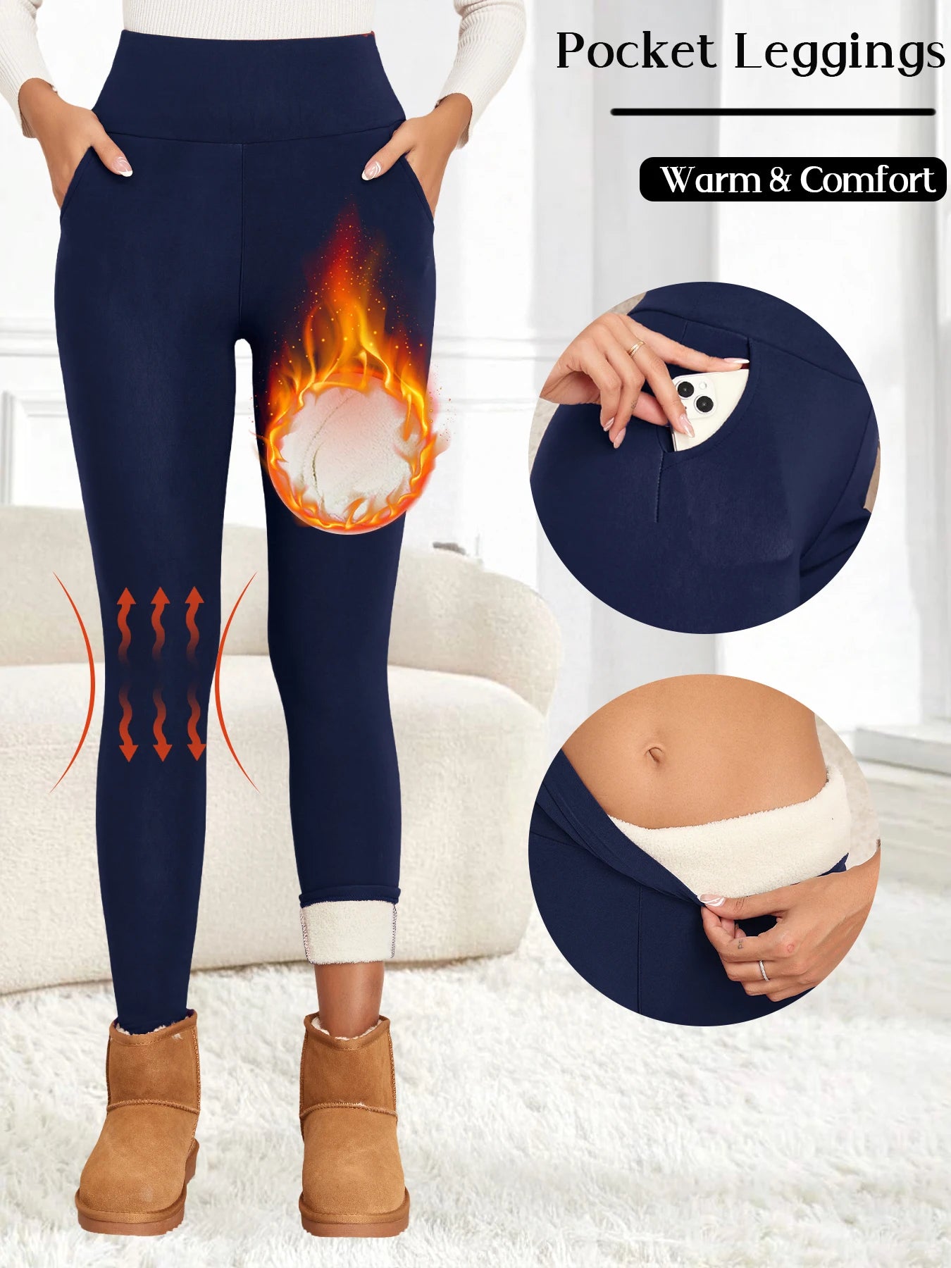 Fleece Women Leggings Thick winter Pants High-Waisted Thermal Tights Tummy Control