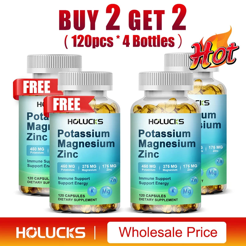 Potassium Magnesium Supplement 1000mg, Relieve Leg Cramps, Improve Muscle, Bone and Heart Health, Regulate Sleep