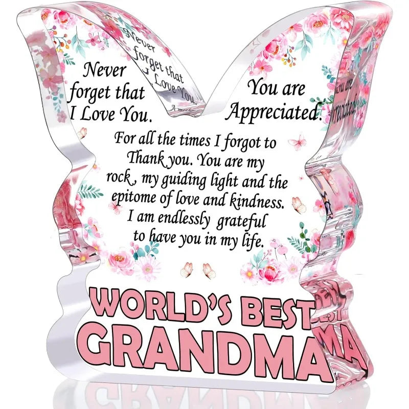 Butterfly Grandma Plaque - Heartfelt Gift from Granddaughter for Christmas & Mother's Day