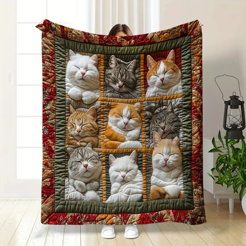 1pc Cozy Cat Lover's Plush Blanket