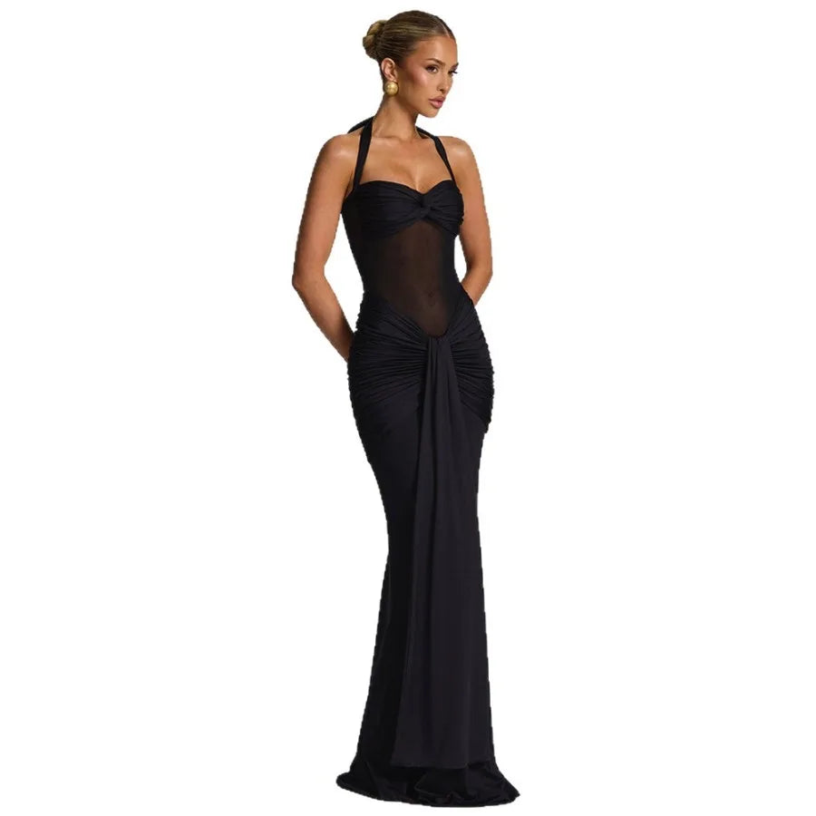 Europe and America 2026 new women's clothing temperament pleated streamer evening dress