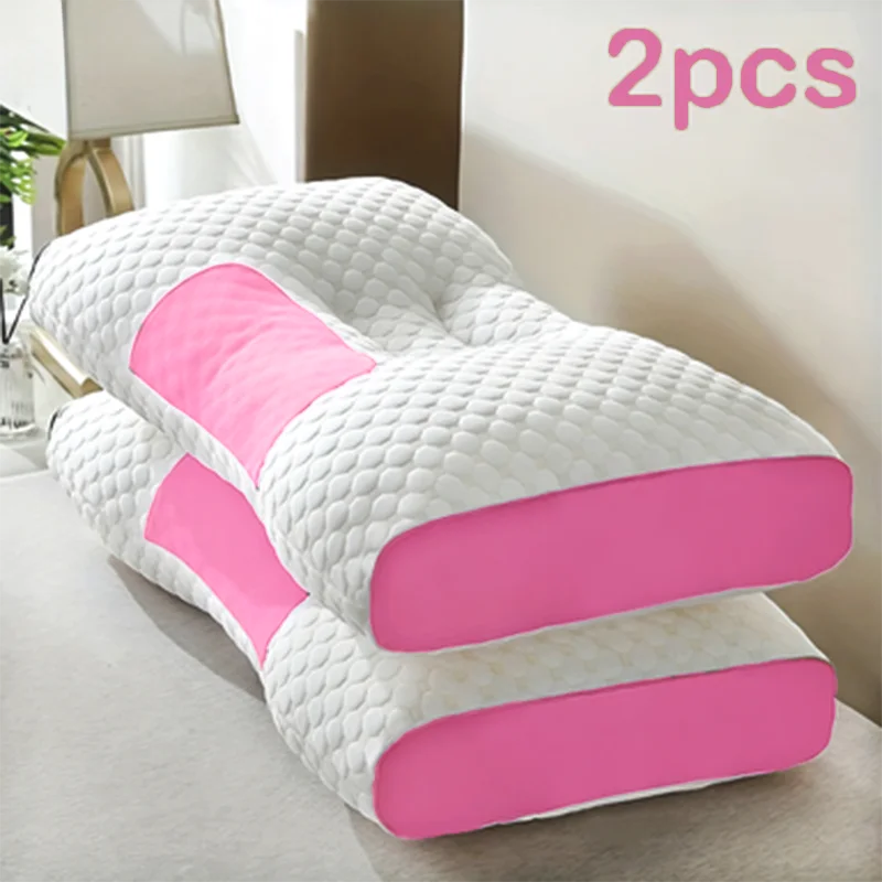 2pcs Massage Neck Pillows Adjustable Ergonomic Orthopedic Contour Support, High-Quality Pillow Core