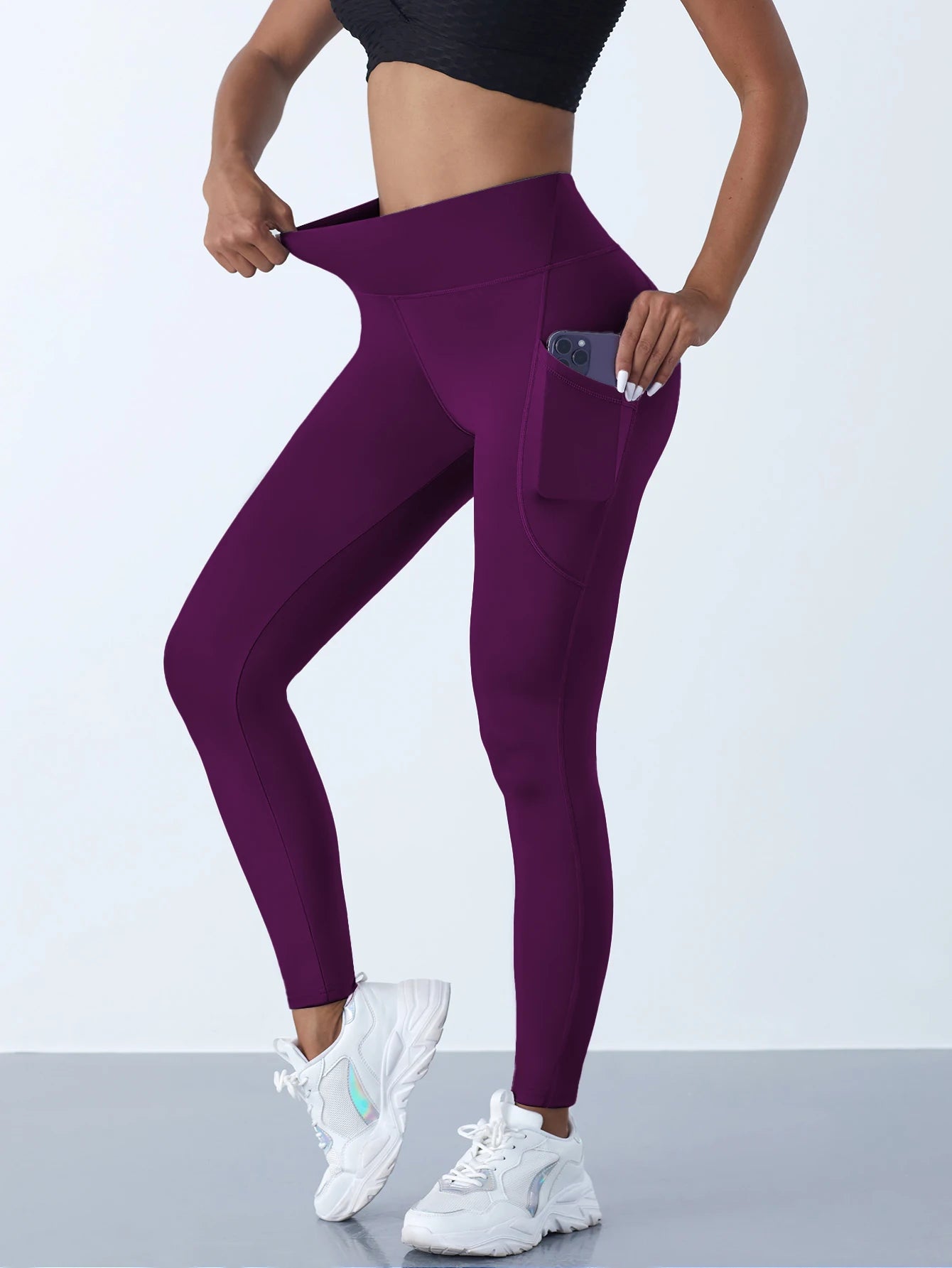 New High Waist Women's Leggings Stretch Yoga Pants Tights With Pockets Push Up Fitness