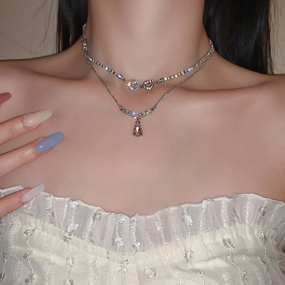 New Simple Hollow Love Heart Pendant Necklace
