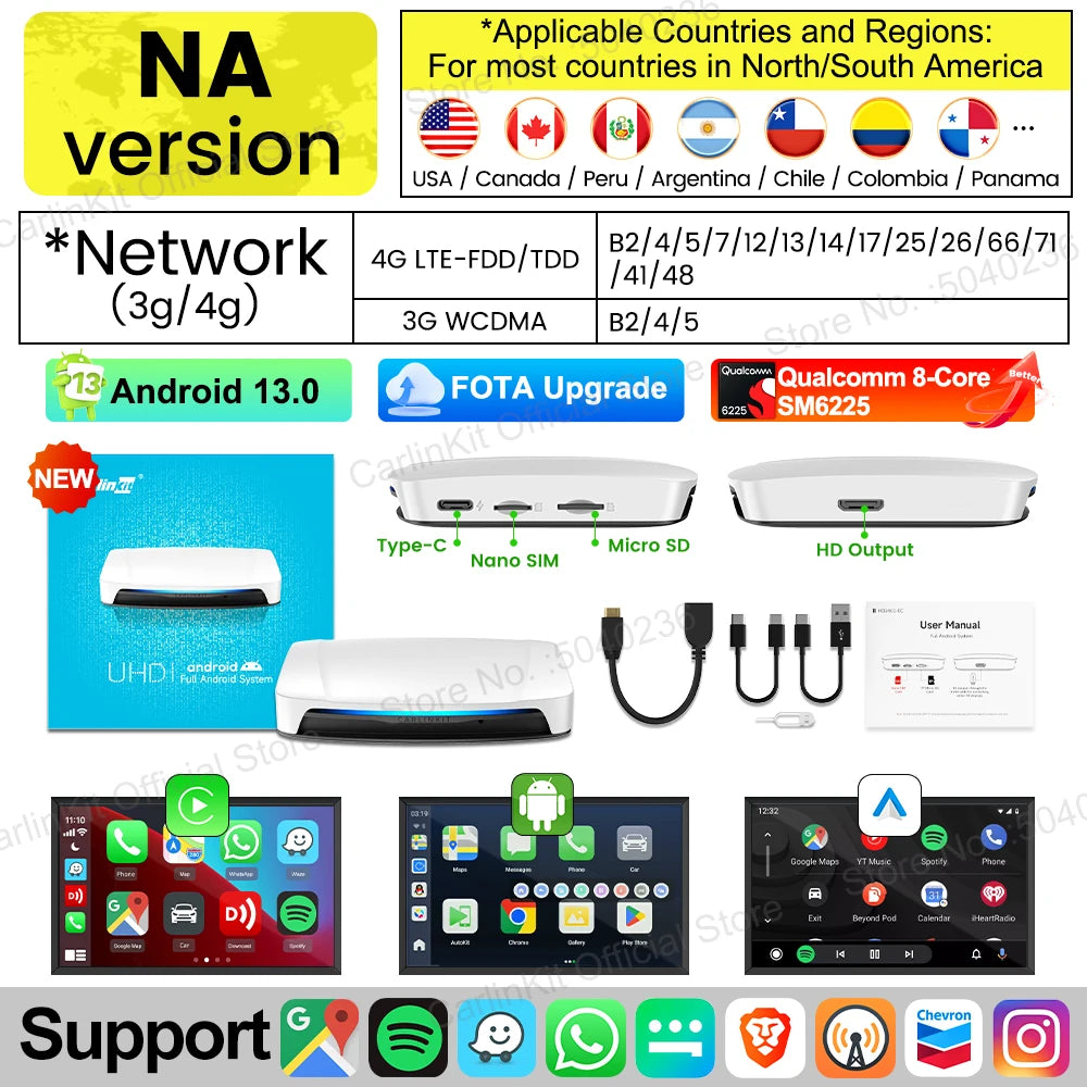 128G CarlinKit PRO 3 UHD Wireless CarPlay Android Auto AI Box New HDMI Video Output CarPlay TV Box