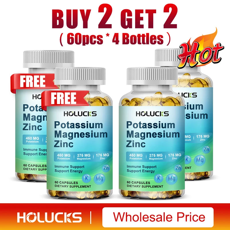 Potassium Magnesium Supplement 1000mg, Relieve Leg Cramps, Improve Muscle, Bone and Heart Health, Regulate Sleep