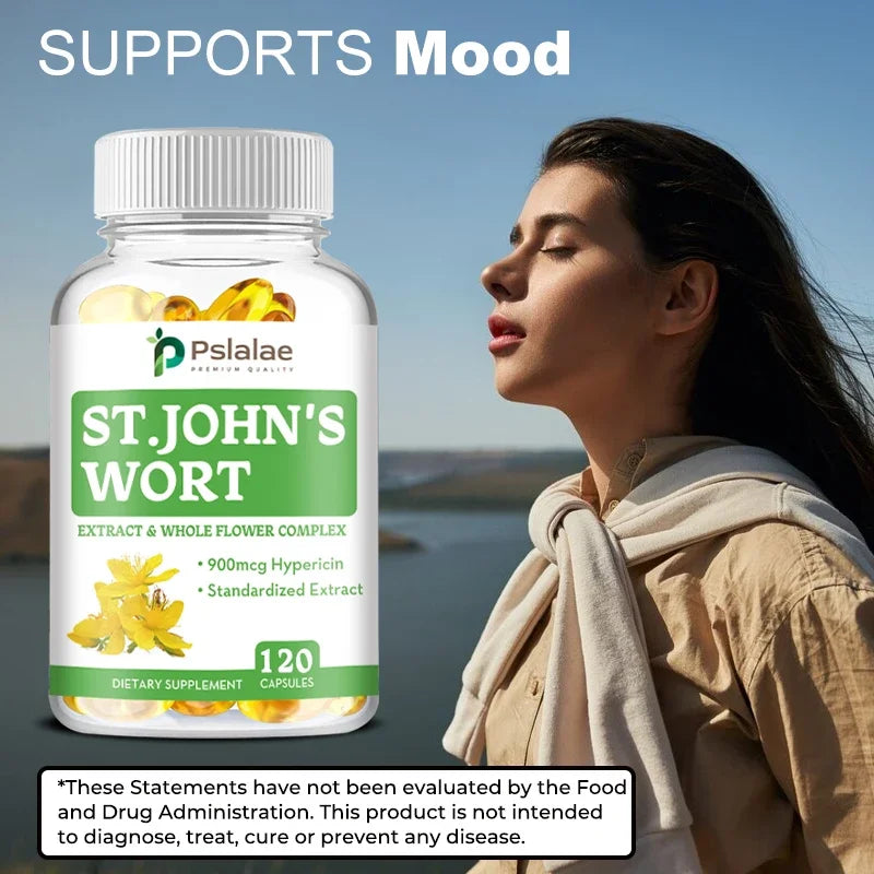 St. John's Wort - Promotes Mental Health, Relieves Stress and Anxiety, Positive Mood - 120 Capsules