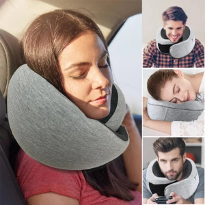 Travel Neck Pillow Car Neck Memory Foam Pillow U-Shaped Portable Auto Headrest Pillow Adjustable Traveling