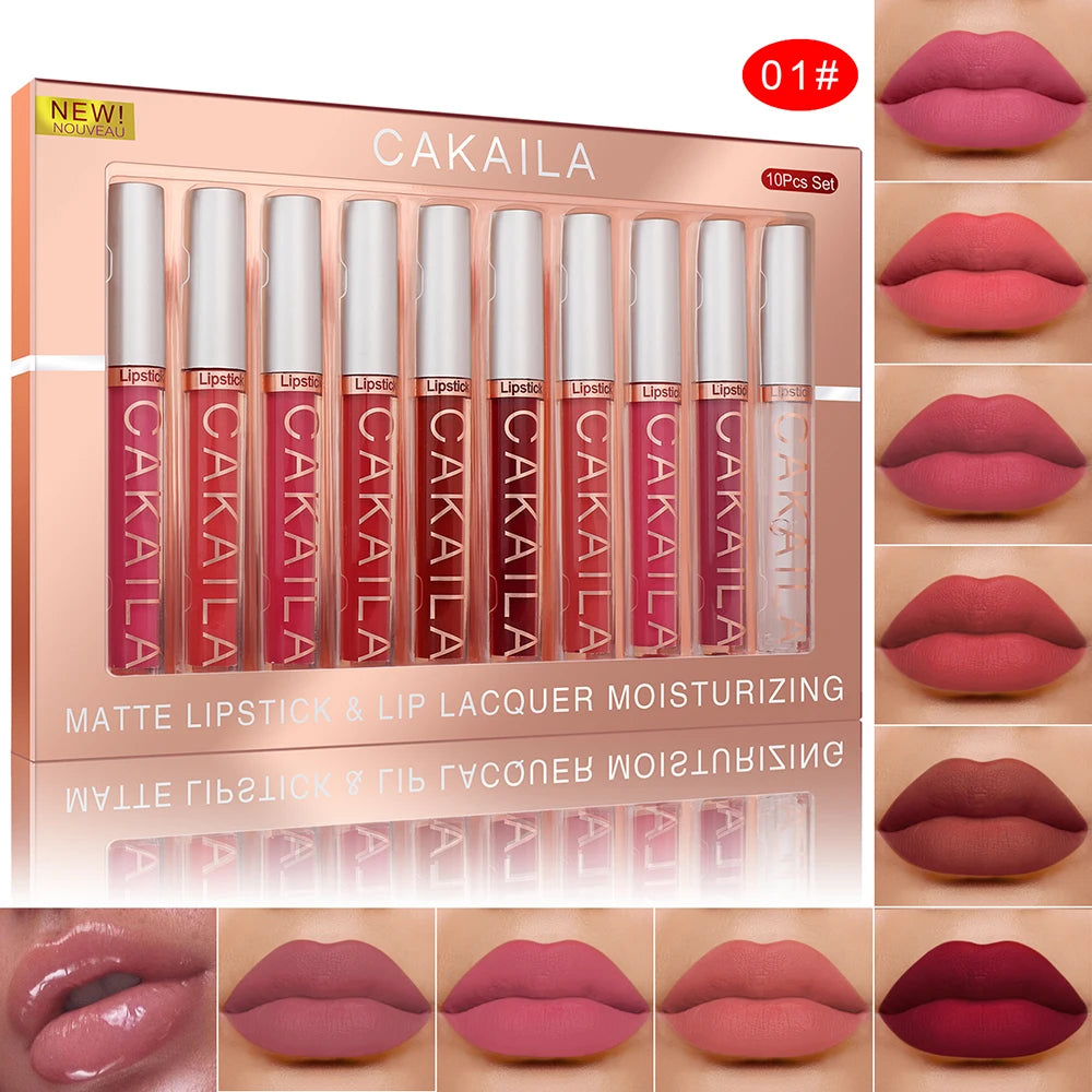Matte Liquid Lipstick Lip Oil 10pc/set, Waterproof Velvet Lip Gloss Long Lasting
