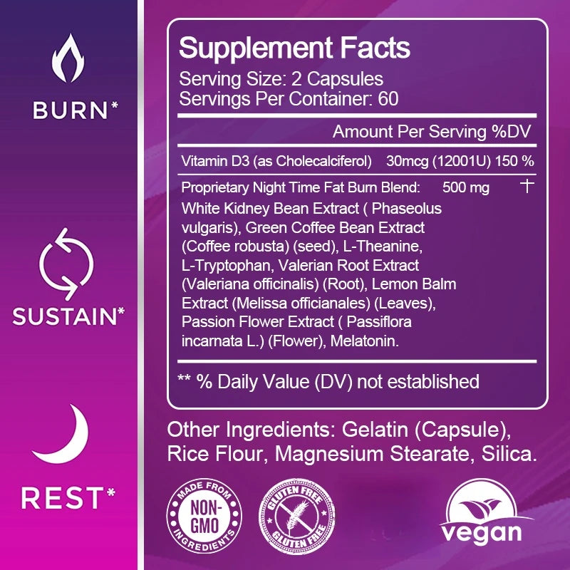 Nighttime Metabolism Capsules - Supports Healthy Metabolism, Boosts Energy Production