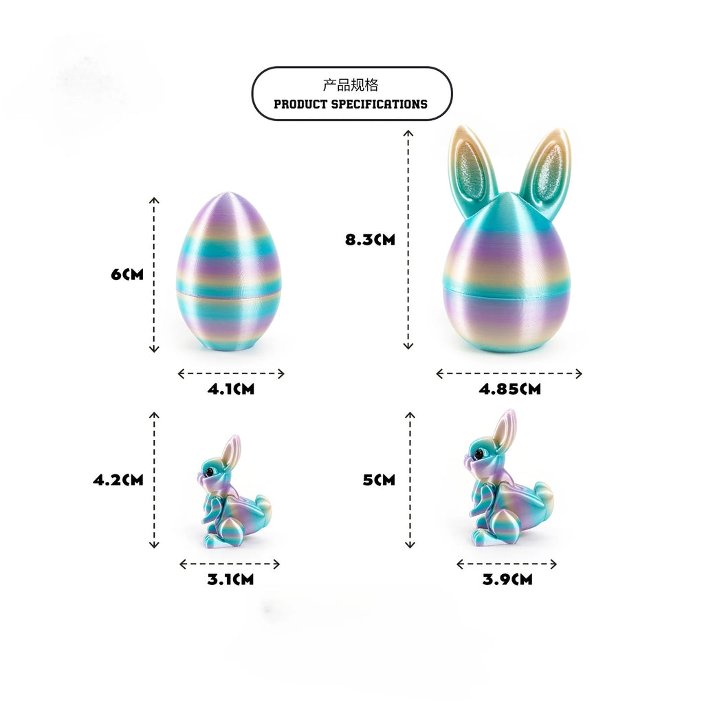 3D Printed Rabbit Eggs Ornament Animal Model Easter Rabbit Home Desktop Ornament Happy Easter Gift for Kids