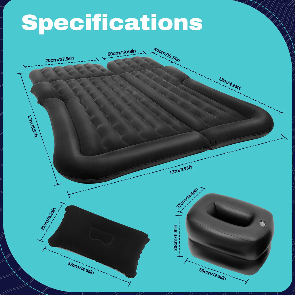 Universal Foldable Inflatable Bed Portable Inflatable Mattress Set Car Back Seat Sleeping Air Bed Cushion w/Pump+Pillow