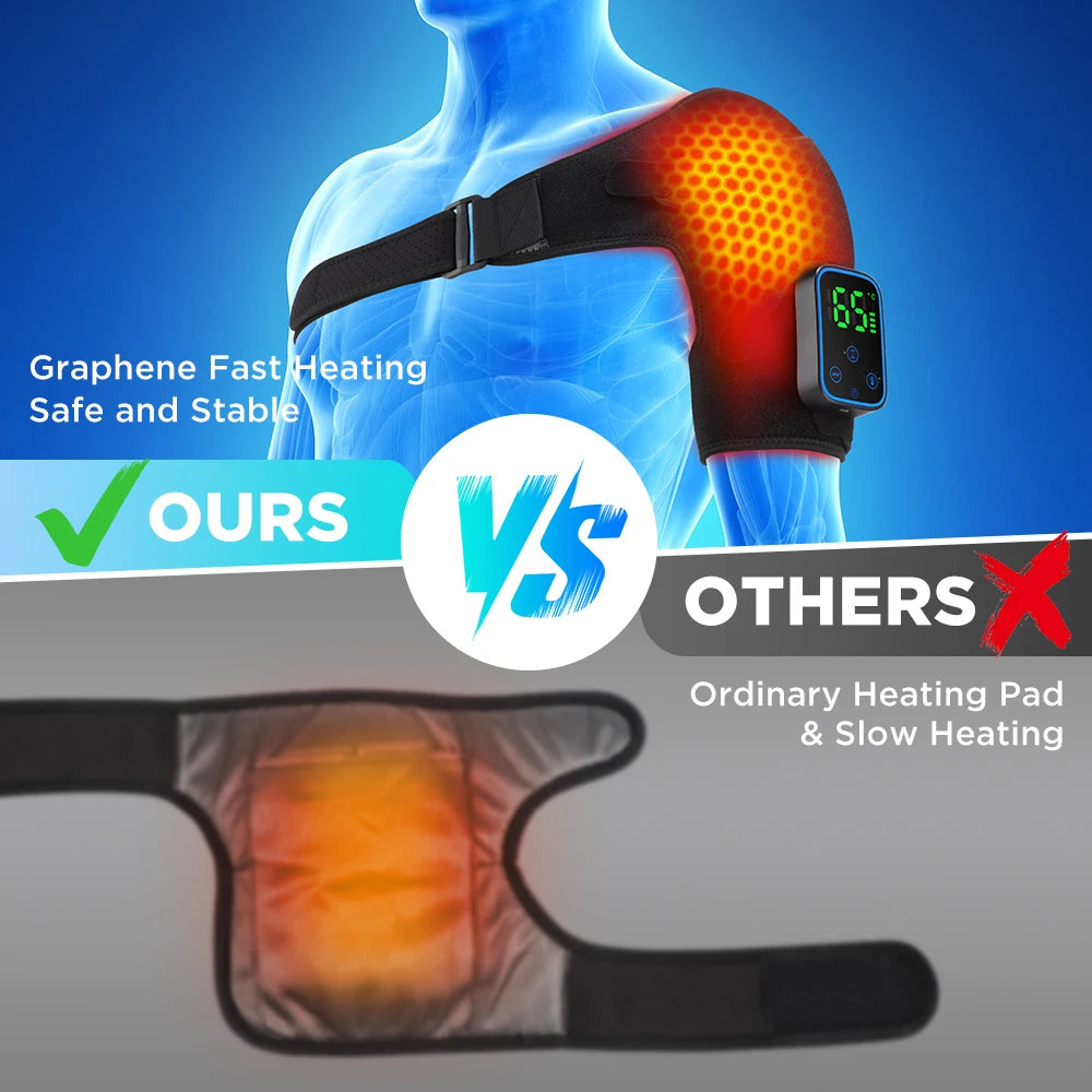 Wireless Shoulder Massager Pad Wrap Heating 7 Temp Levels 3 Vibration Modes