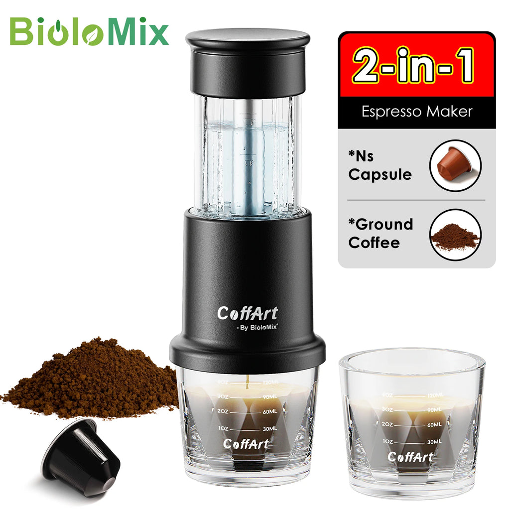 BioloMix 2 In 1 Manual Espresso Coffee Machine Hot/Cold Portable coffee Maker For NS Capsules