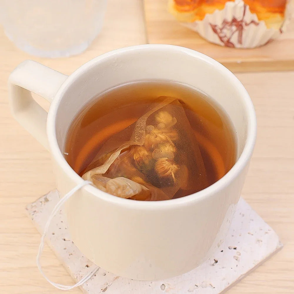 300/100Pcs Disposable TeaBags with String Filter Bag for Coffee Foot Bath Natural Wood Pulp Paper Spice Filters Teabag