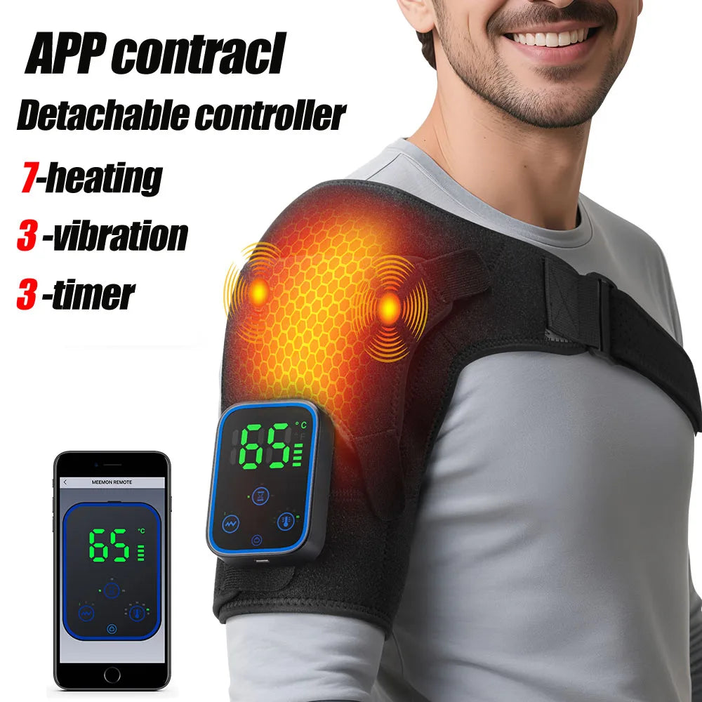 Electric Heating Shoulder Brace LED Display Vibration Shoulder Massage Support Belt Strap