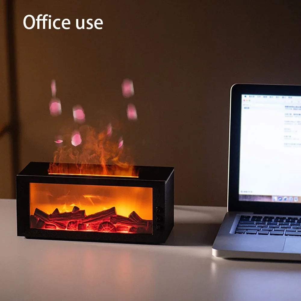 Essential Oils Humidifier with LED Light 4In1 Fireplace Air Humidifier Type C Rechargeable Aroma Diffuser
