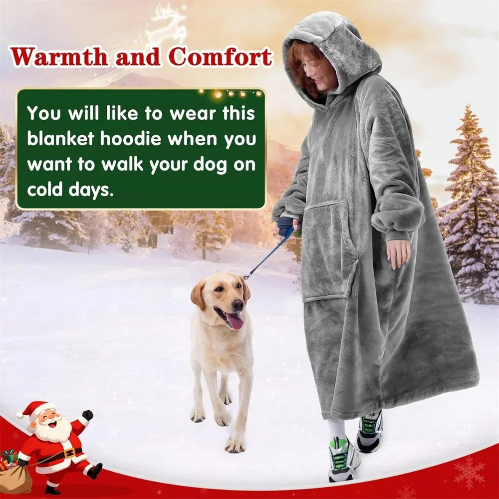 Super Soft Blanket Hoodie with Sleeves – Oversized Sherpa Wearable Sweatshirt  Warm Loungewear with Giant Pocket