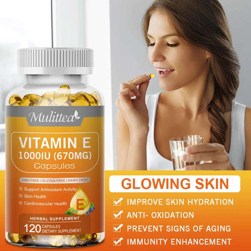 Vitamin E Capsules Helps Blood Birculation and Antioxidant &Brightens Skin Tone Daily Vitamin Supplement Beauty Health