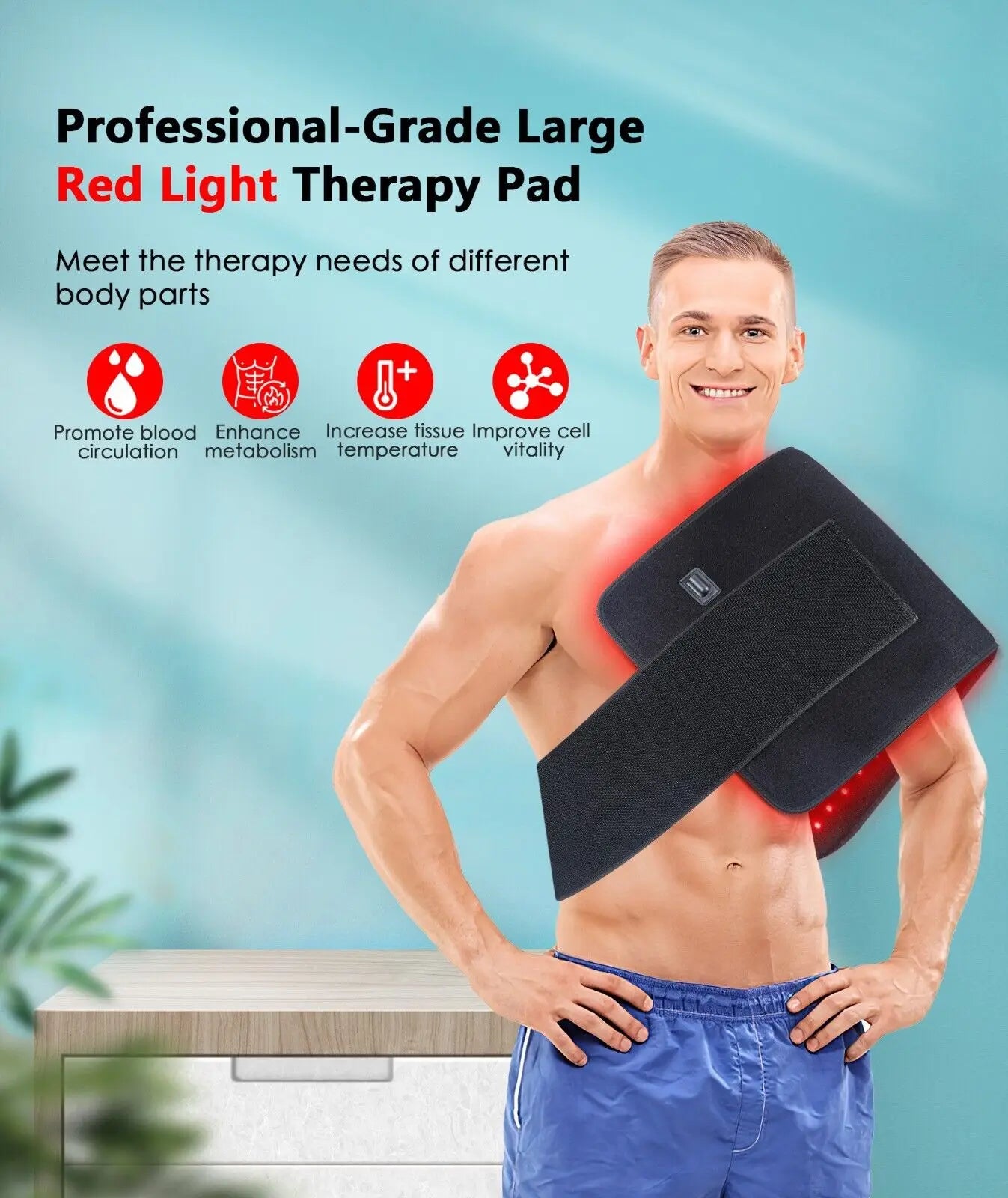 360 LEDs Red Light Belt 660nm&850nm Infrared Light Therapy Pad For Body Fatigue Deep Therapy