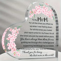 Heart-Shaped Acrylic Mom Appreciation Plaque With Floral Design Elegant Script Text Sentimental Thank You Gift For Mother