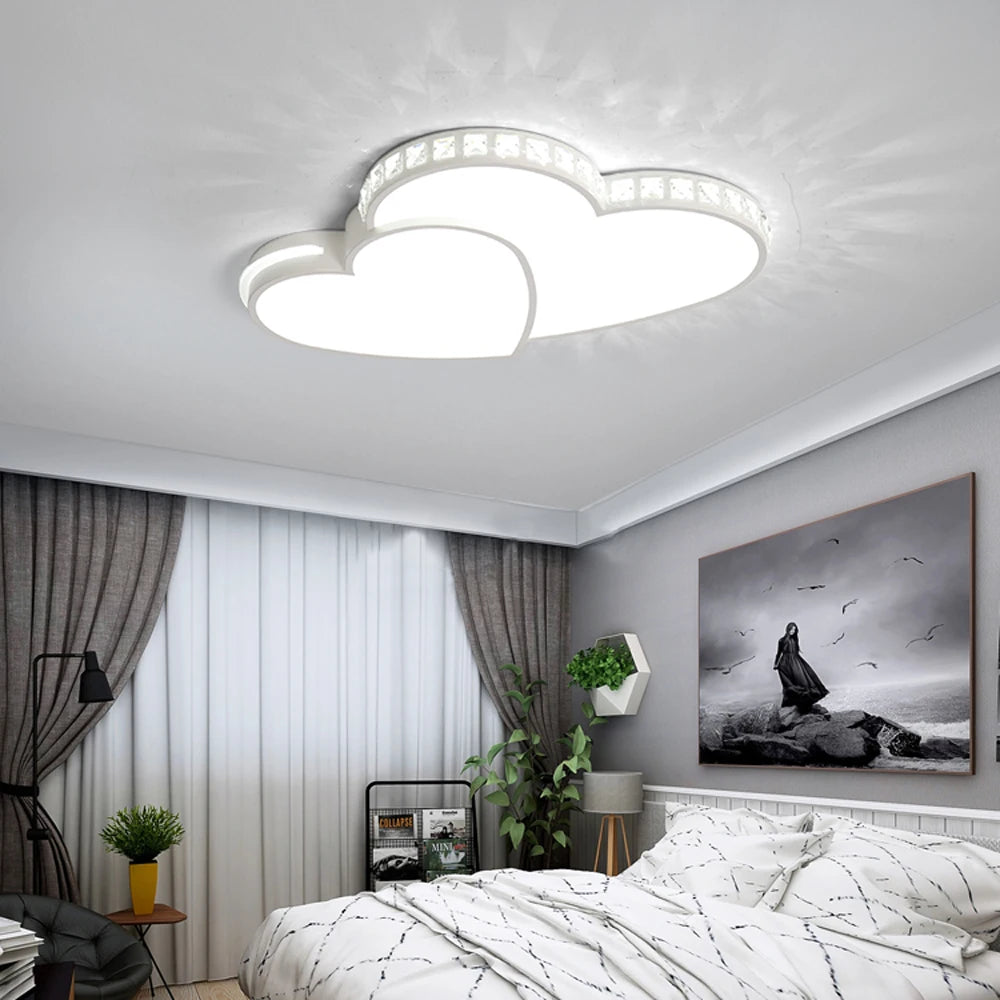 Modern Heart Shaped Ceiling Lights Crystal LED Flush Mount Lamp