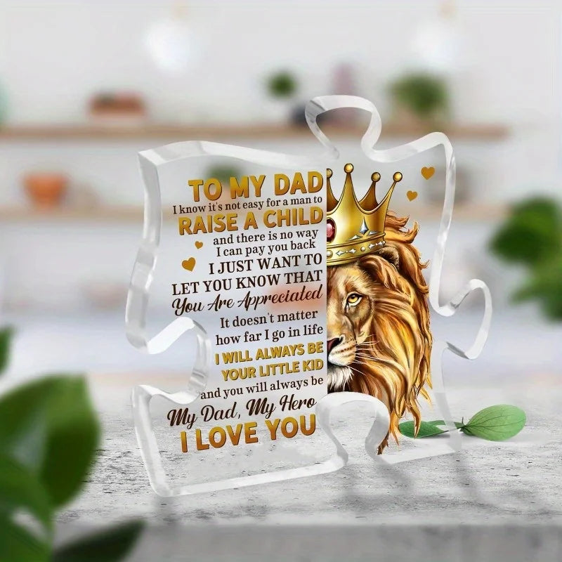 Personalized Dad Keepsake: Puzzle Acrylic Sign (Daughter/Son)