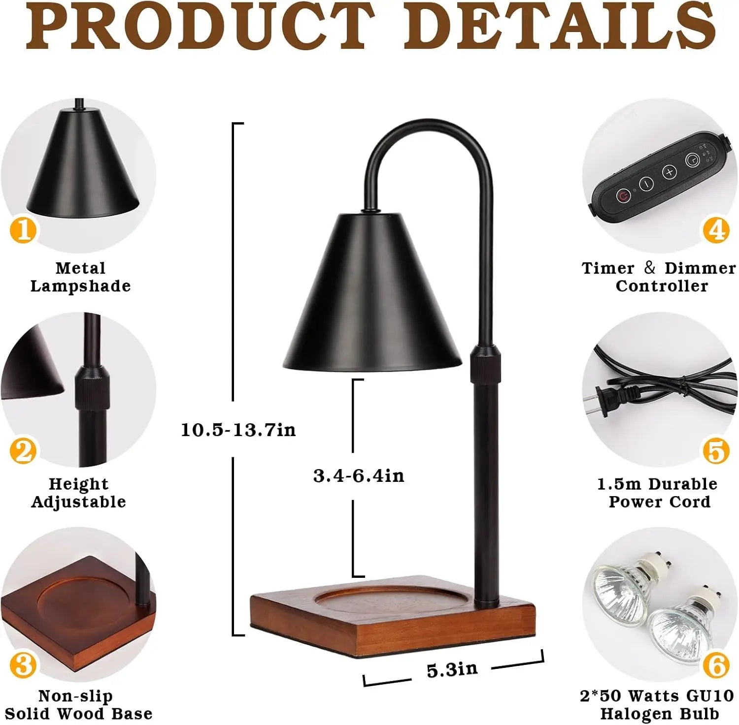 Dimmable Candle Warmer Lamp with Timer, Adjustable Home Decor for Cozy Living Room Bedroom