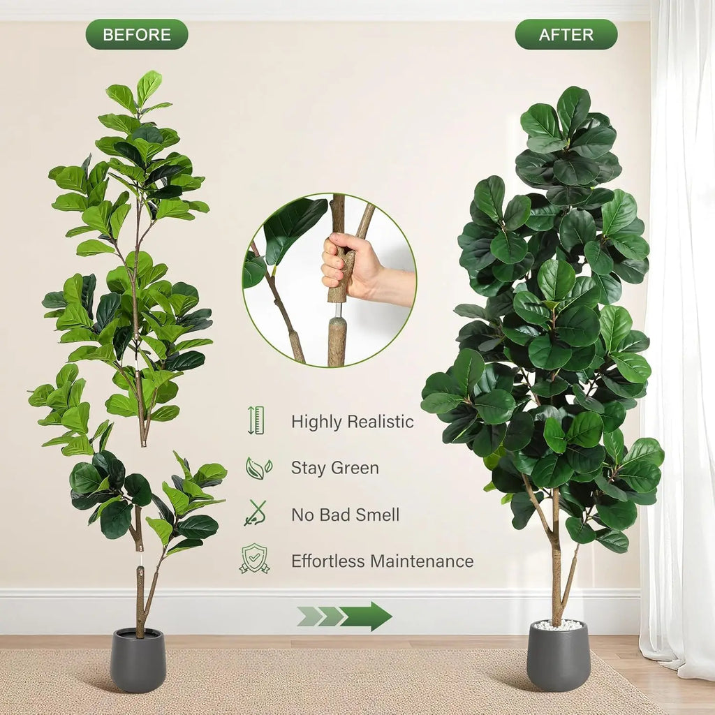4FT/5FT/6FT/7FT Fiddle Leaf Fig Tree Artificial with Leaves