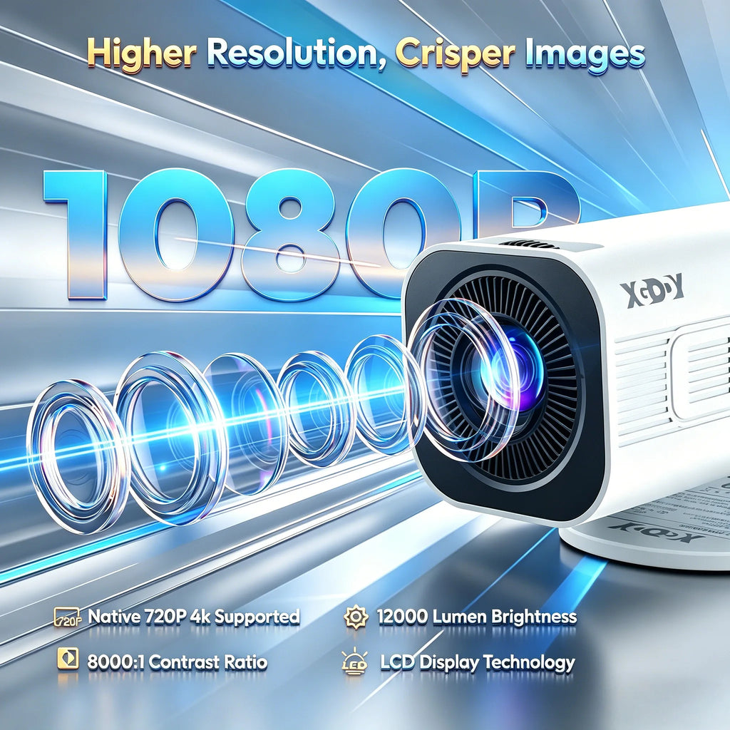 LED Projector with 12000 Lumen Brightness, WiFi 6 Bluetooth 5.0 Portable Home Theater System