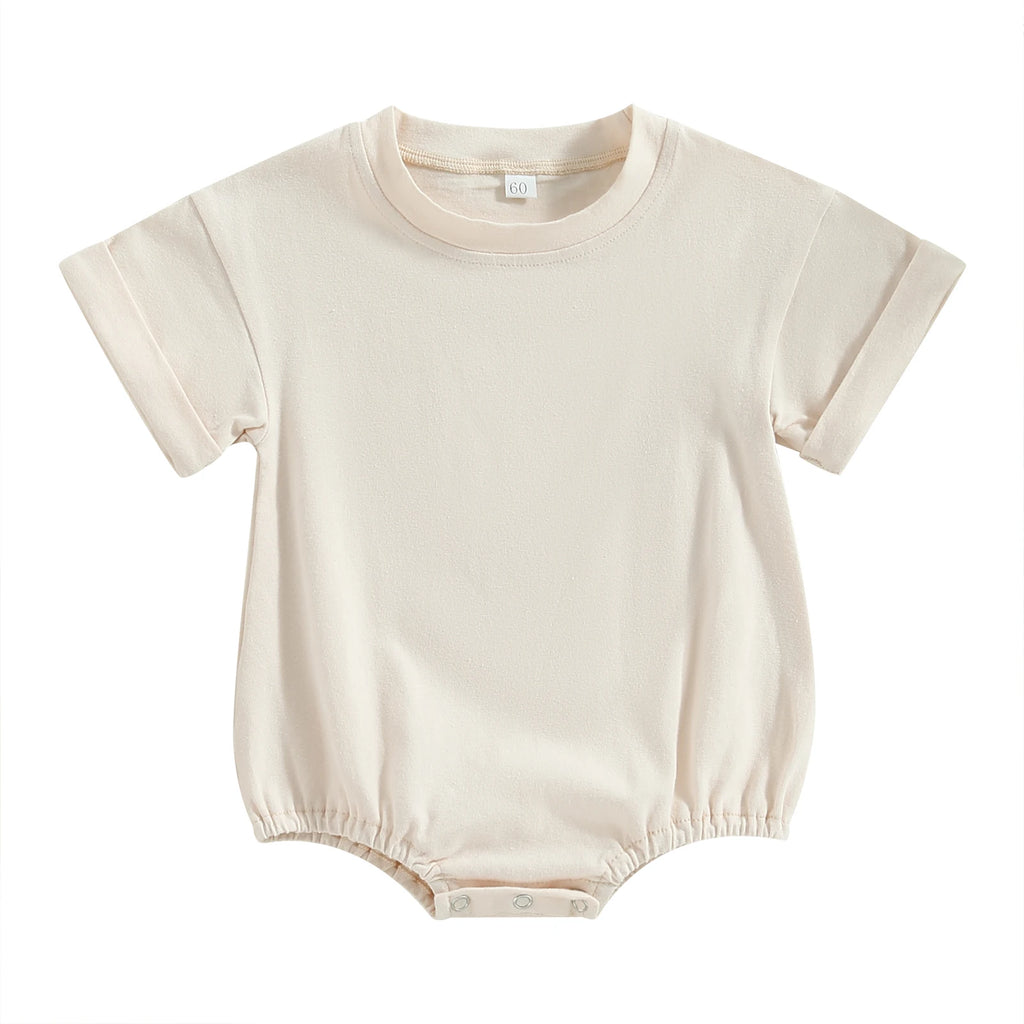 Boys Girls Bodysuit Short Sleeve Solid Color Jumpsuit Solid Casual Clothes