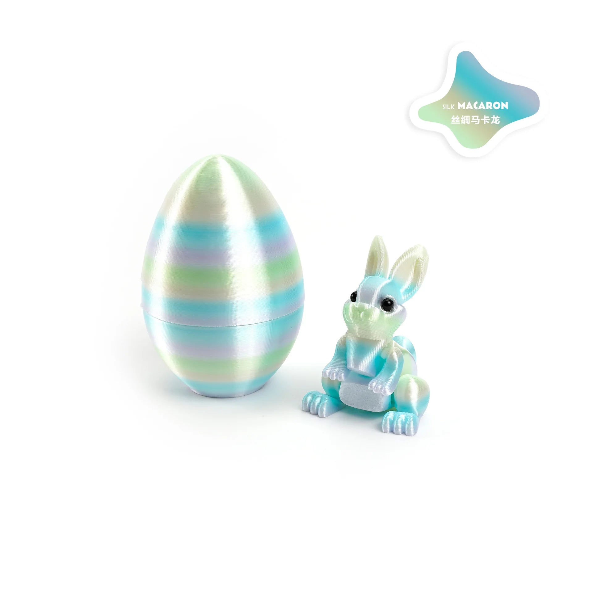 3D Printed Rabbit Eggs Ornament Animal Model Easter Rabbit Home Desktop Ornament Happy Easter Gift for Kids