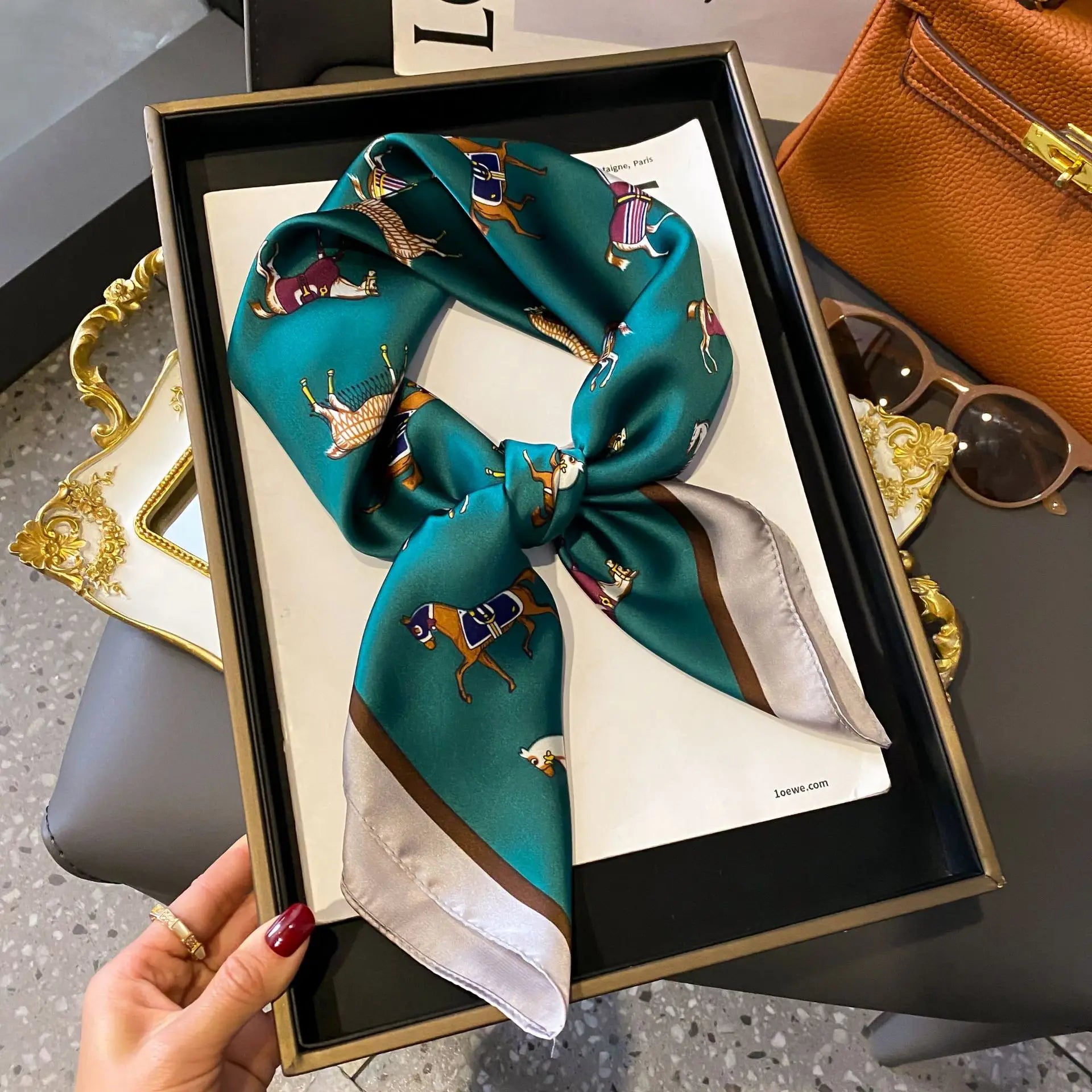 Soft Satin Hair Scarves Fashion Square Printed Headscarf