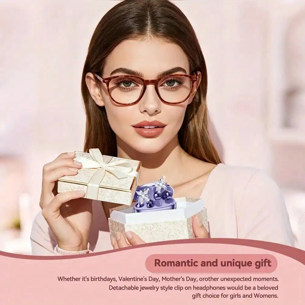 OWS Clip-On Open-Ear Headphones, Butterfly Earring Style Wireless Earphones, Pure Stereo Sound