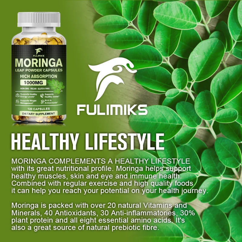 Pure Moringa Leaf Powder Supplement Energy, Metabolism and Immune Support,Weight Management, Non-GMO